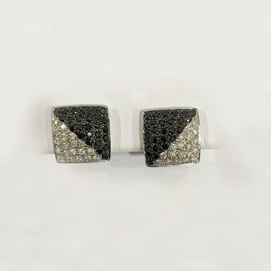 14k White Gold Black Diamond Earring