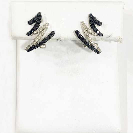 14k White Gold Black Diamond Earrings