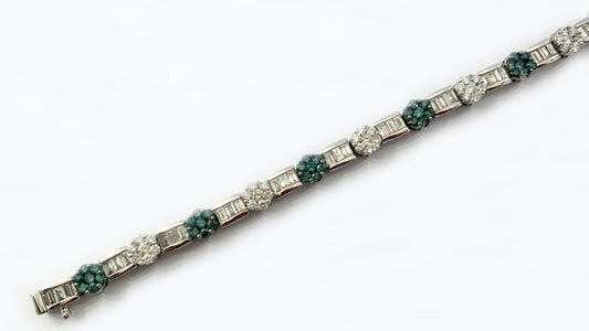 14k White Gold Blue Diamond Bracelet