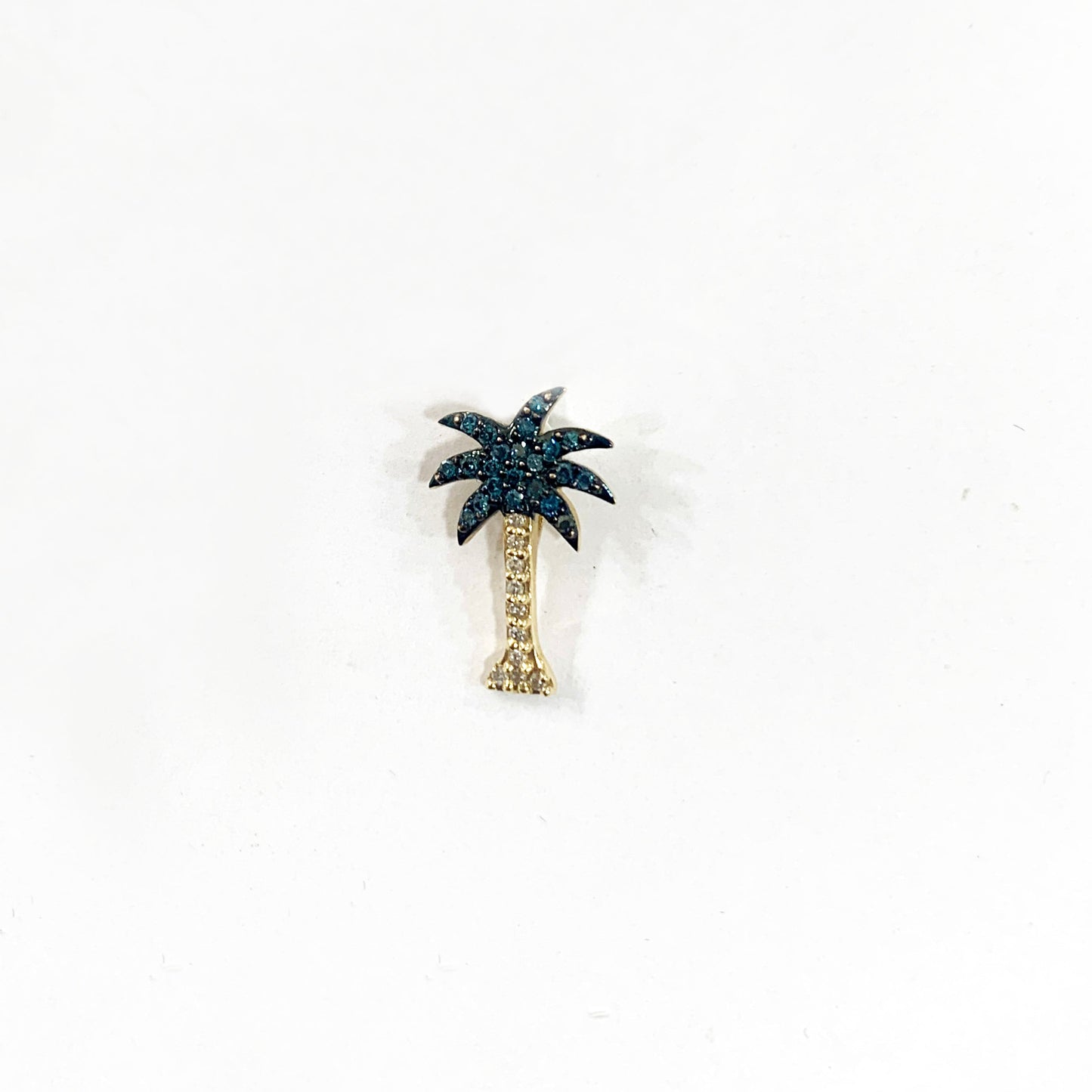 14k Yellow Gold Blue Diamond Pendant