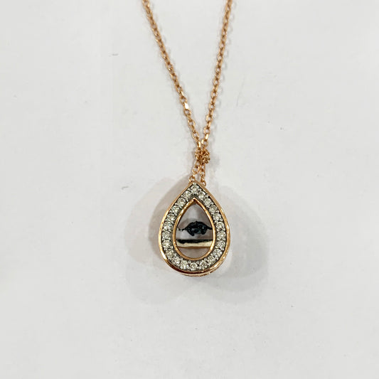 14k Rose Gold Blue Dancing Diamond Pendant
