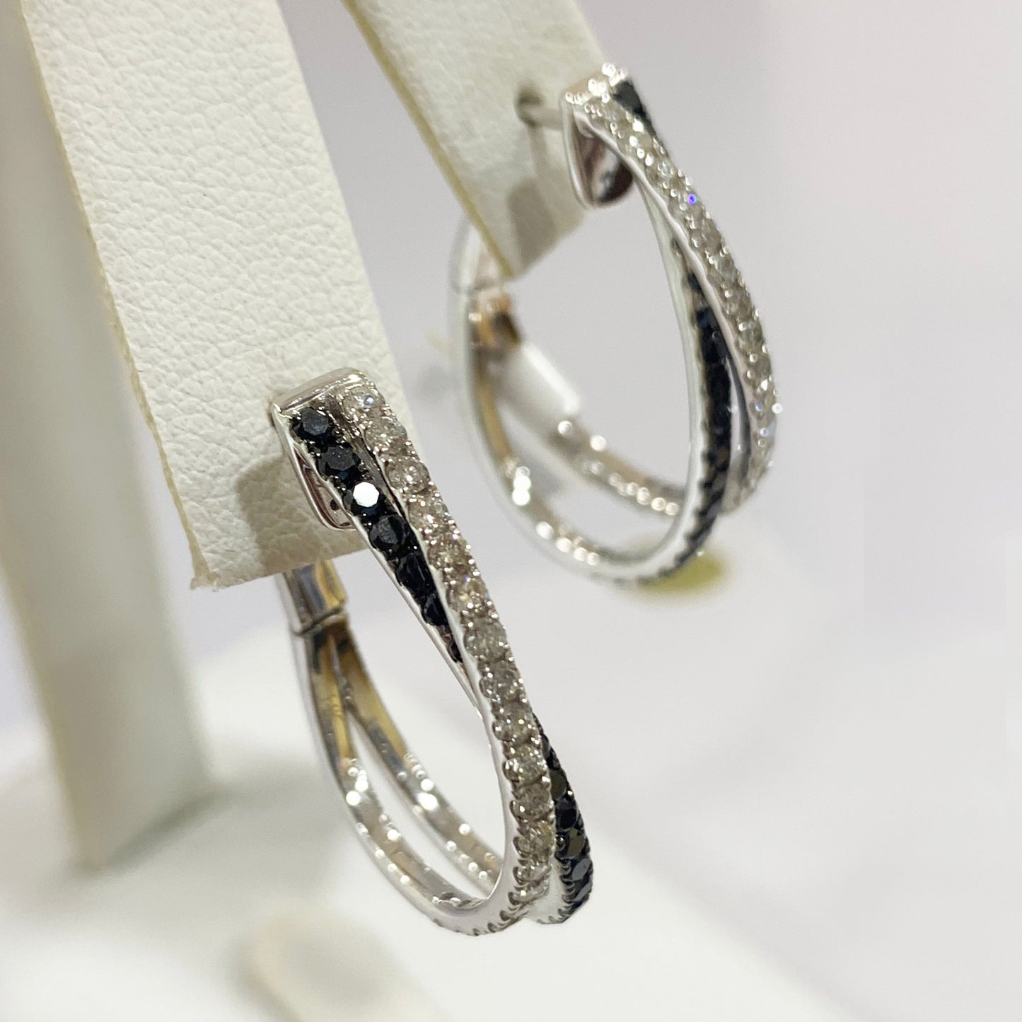14k White Gold Black Diamond Earrings