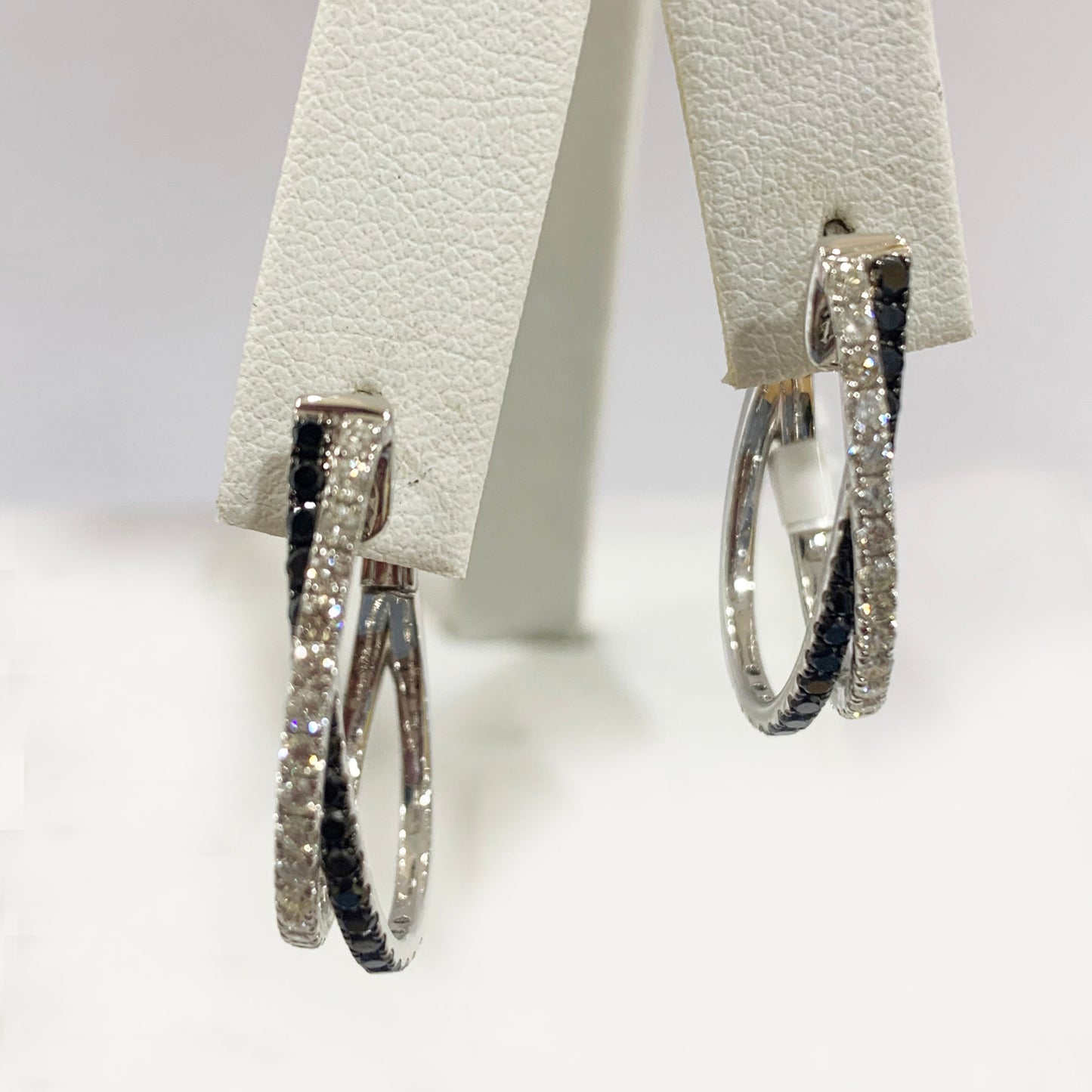 14k White Gold Black Diamond Earrings