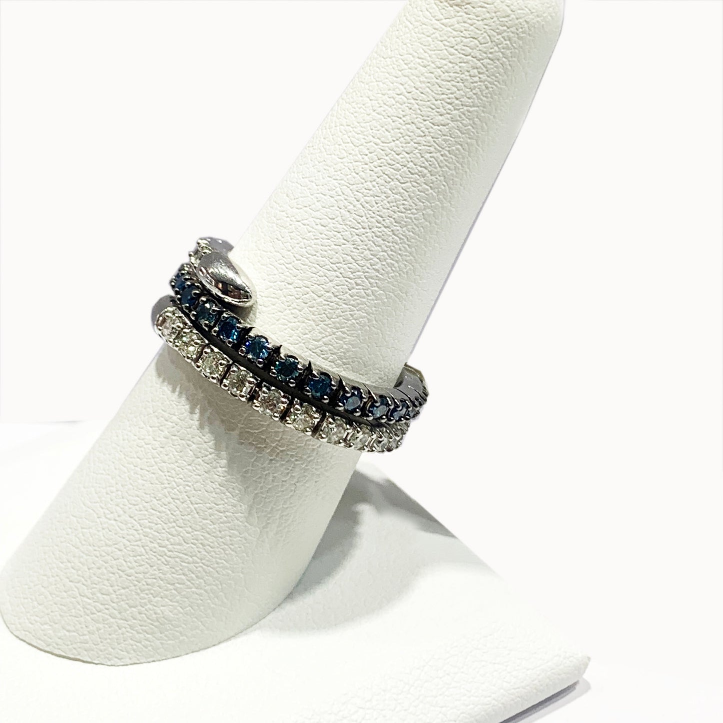 14k White Gold Blue Diamond Ring
