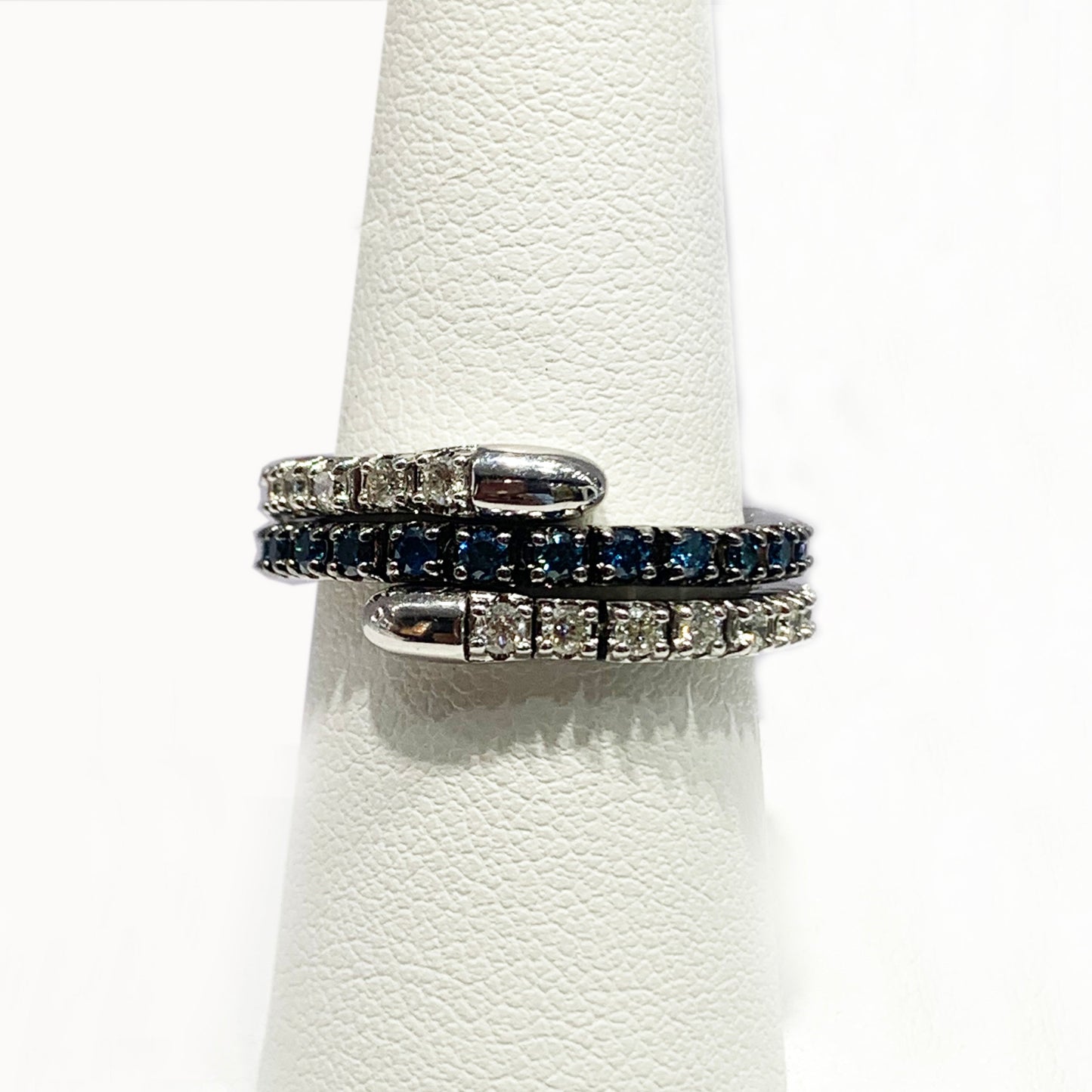 14k White Gold Blue Diamond Ring