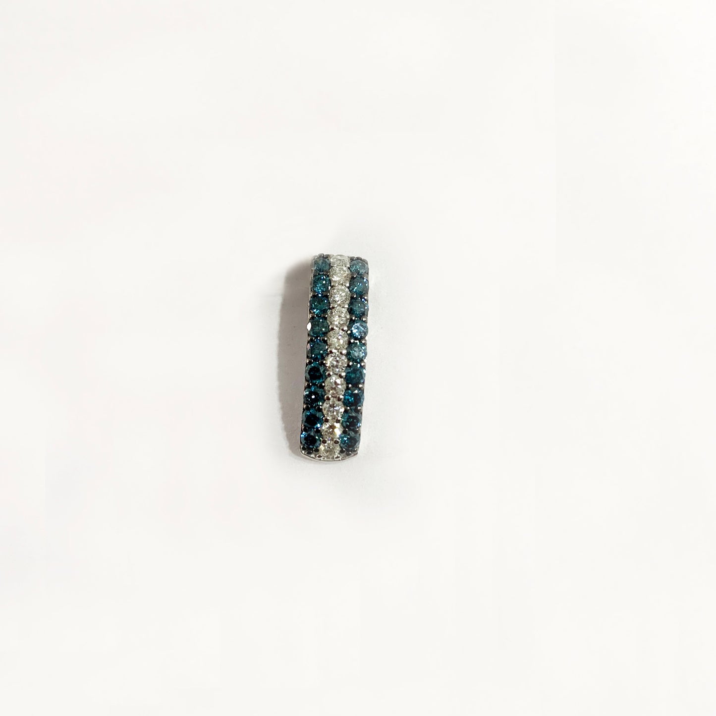 14k White Gold Blue Diamond Pendant