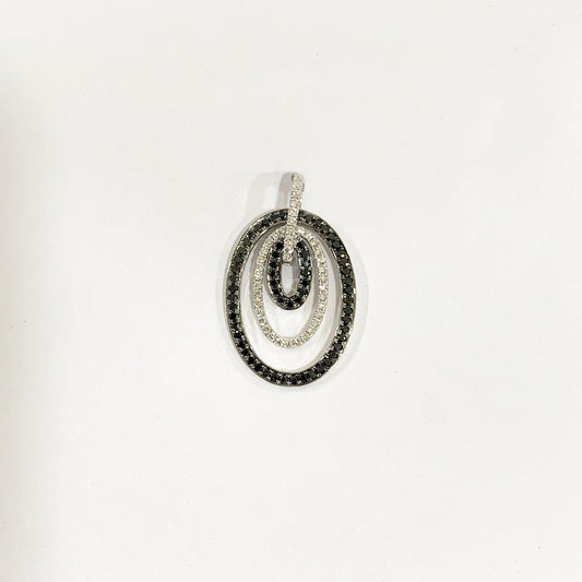 14k White Gold Black Diamond Pendant