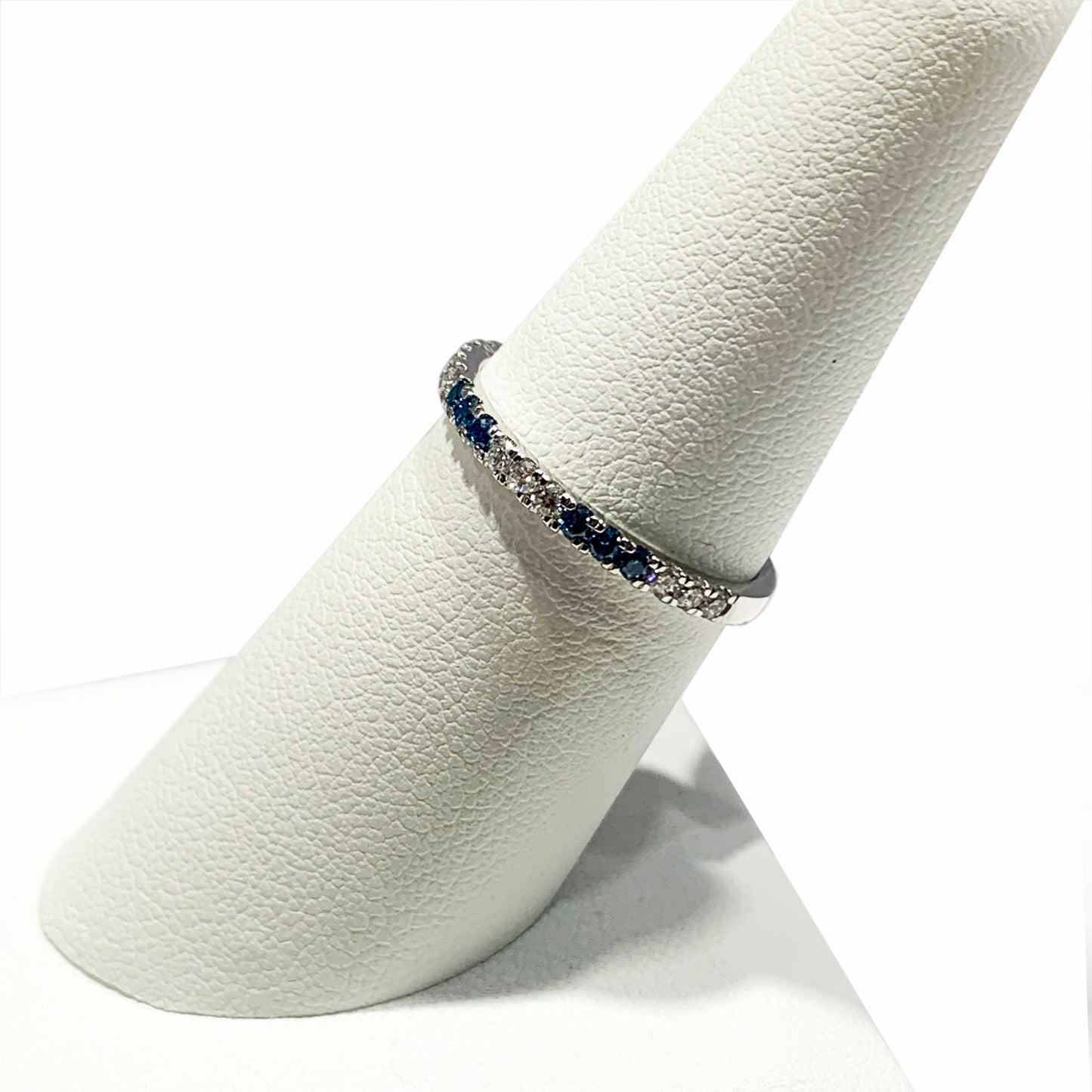 14k White Gold Blue Diamond Ring (LAB)