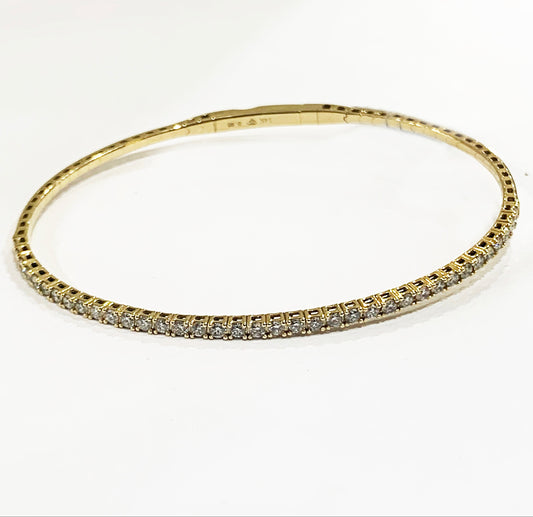14k Yellow Gold Diamond Flex Bangle