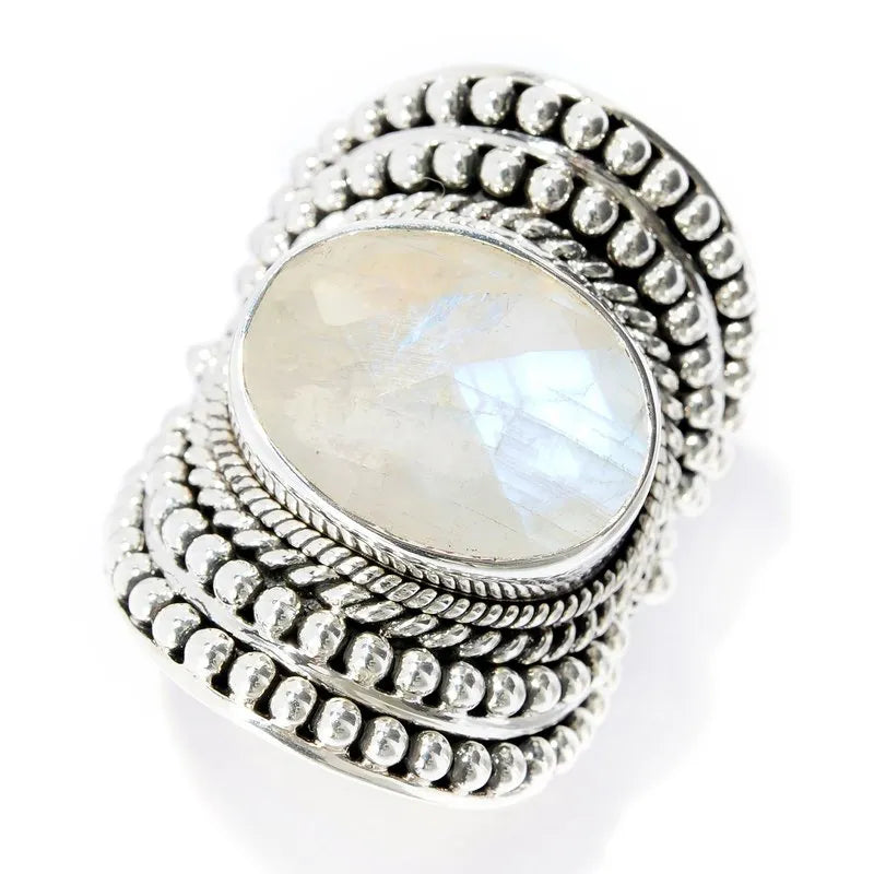 Beloved Ring- Rainbow Moonstone