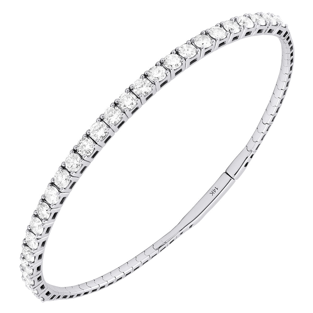 14K WHITE GOLD LAB GROWN DIAMOND  FLEXIBLE BANGLE