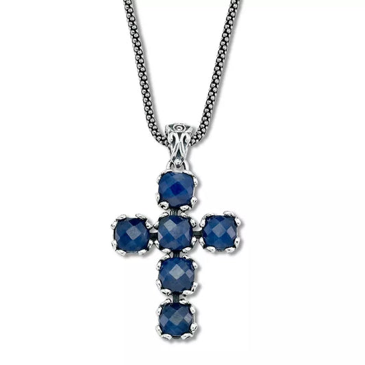 Glow Cross Pendant- Blue Sapphire