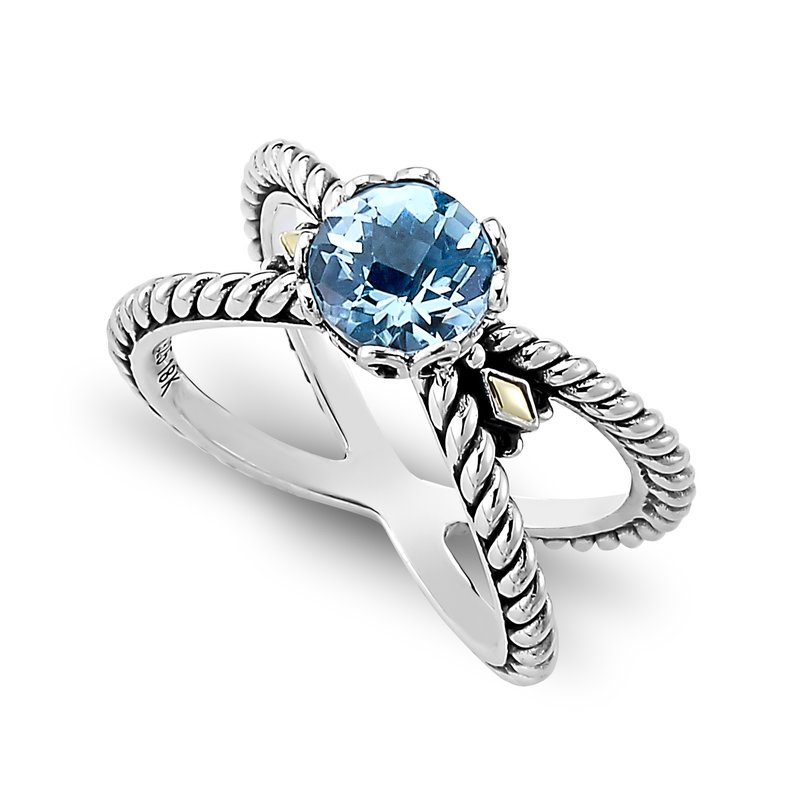 Glow "X" Ring- Blue Topaz