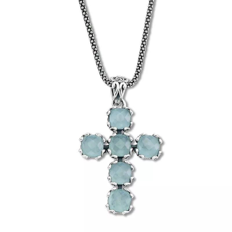 Glow Cross Pendant- Aquamarine