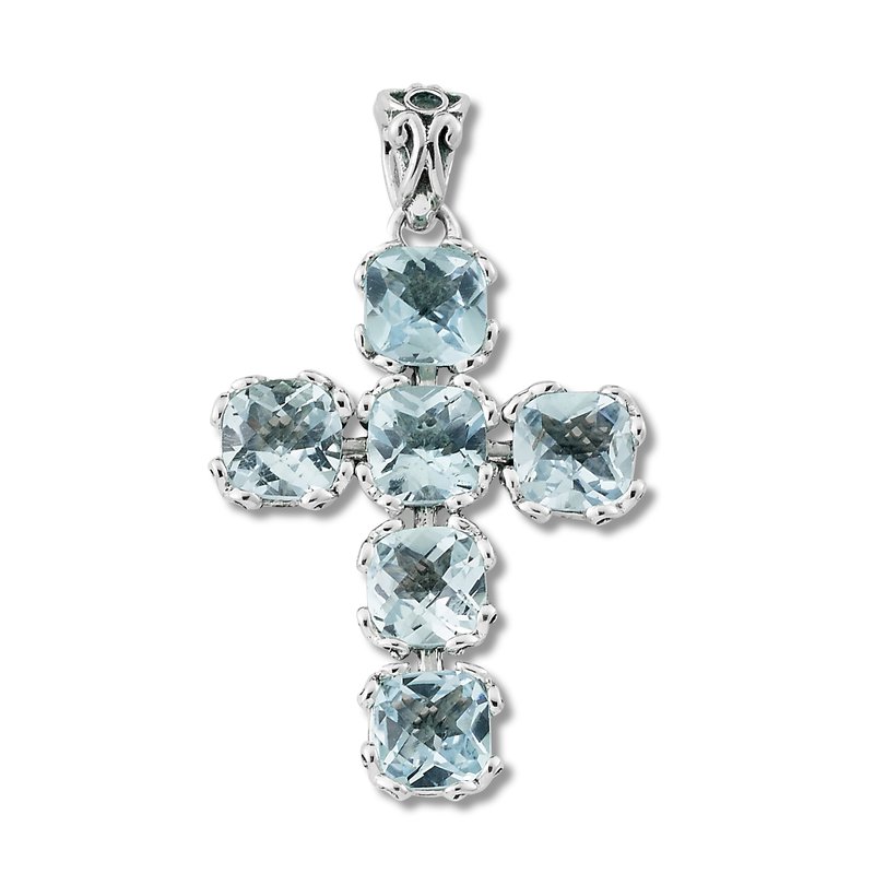 Glow Cross Pendant- Blue Topaz