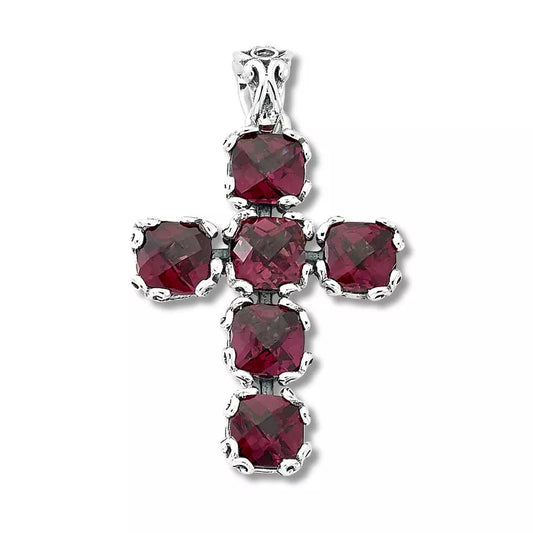 Glow Cross Pendant- Rhodolite