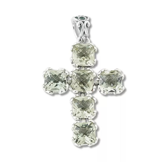 Glow Cross Pendant- Green Amethyst