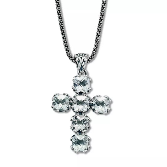 Glow Cross Pendant- White Topaz