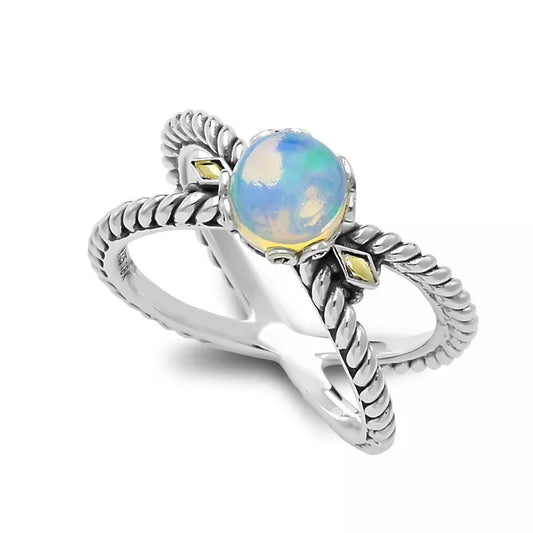 Glow "X" Ring- Opal