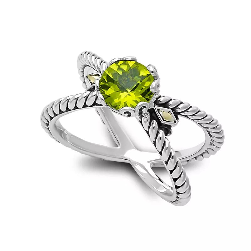 Glow "X" Ring- Peridot