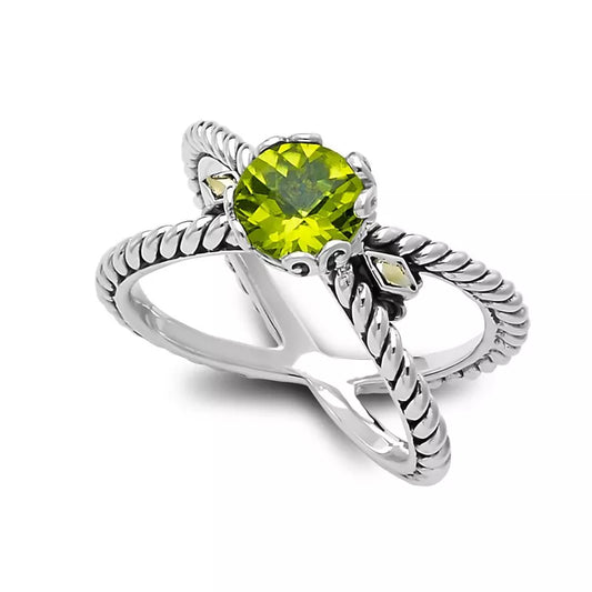 Glow "X" Ring- Peridot