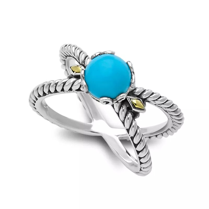 Glow "X" Ring- Turquoise