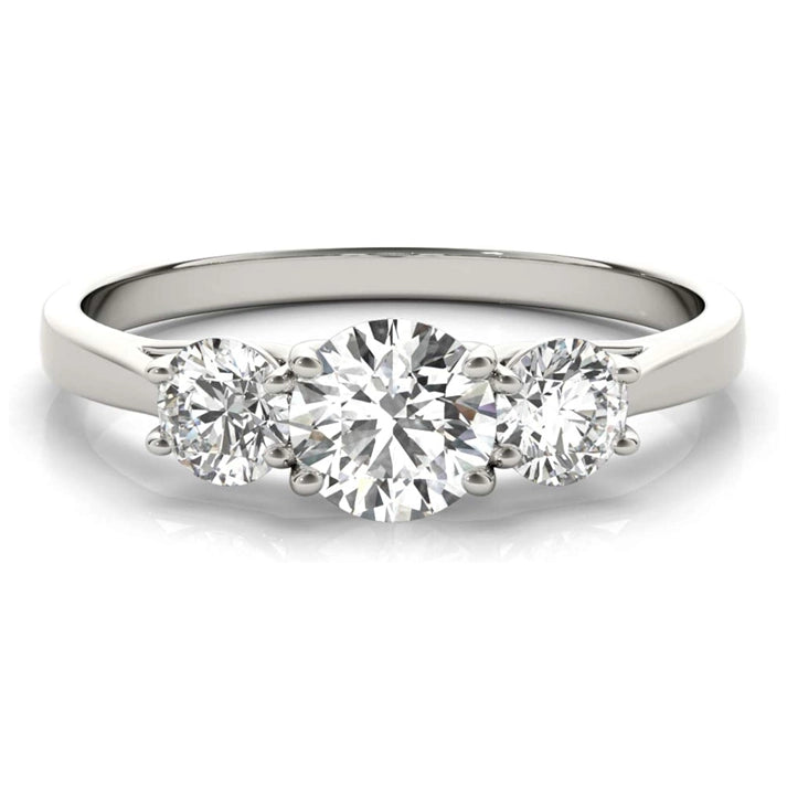 14K WHITE GOLD LAB GROWN 3 STONE DIAMOND RING