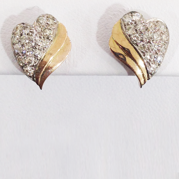 14k Two Tone Diamond Earrings