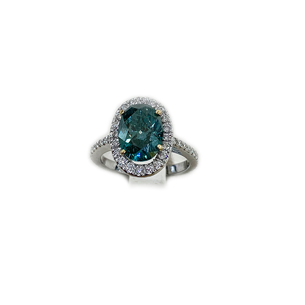 18k White Gold Blue Diamond Ring