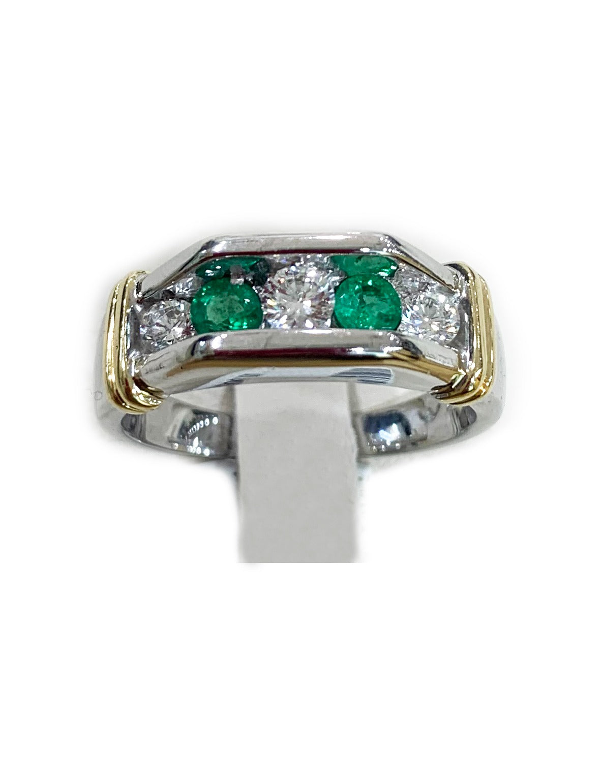 14k White Gold Mens Emerald Ring