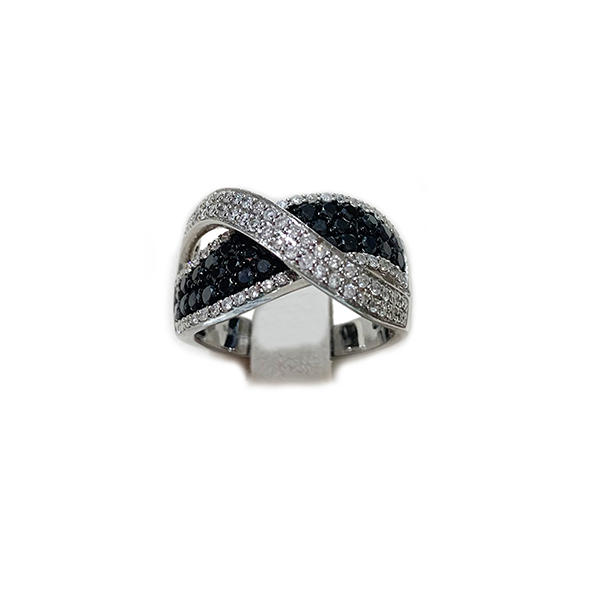 14k White Gold Black Diamond Ring