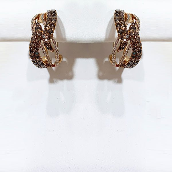 14k Rose Gold Brown Diamond Earring