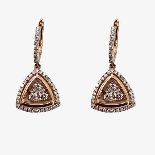 14k Two Tone Dancing Diamond Earrings