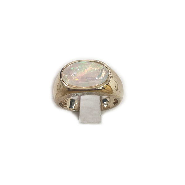 Sterling Silver Mens Opal Ring
