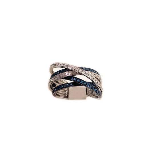 14k Rose Gold Blue Diamond Ring