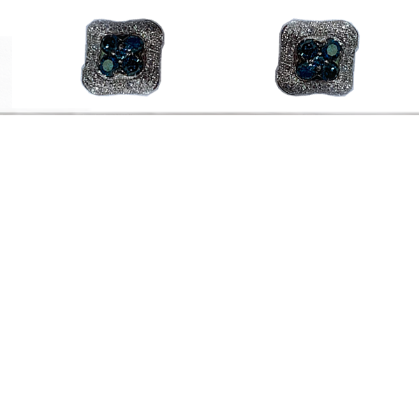 14k White Gold Blue Diamond Earring