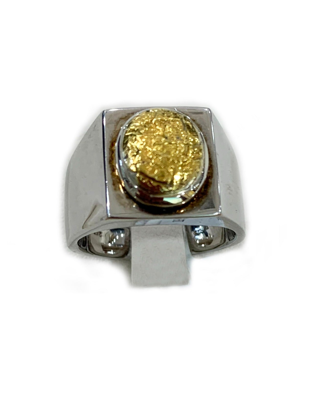 Sterling Silver Mens Golden Quartz Ring