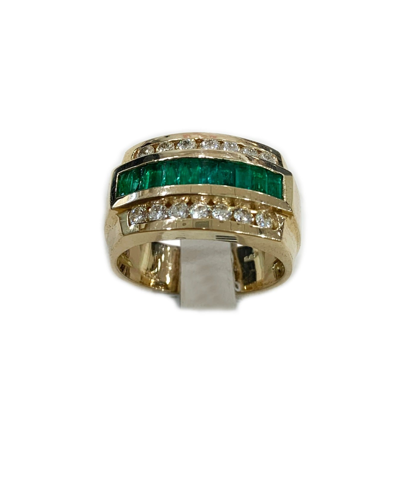 14k Yellow Gold Mens Emerald Ring