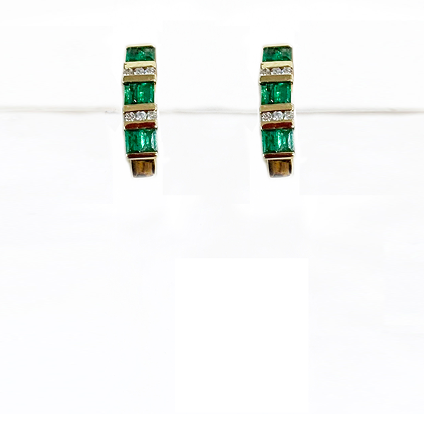 14k Yellow Gold Emerald Earrings