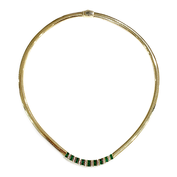 14k Yellow Gold Emerald Necklace