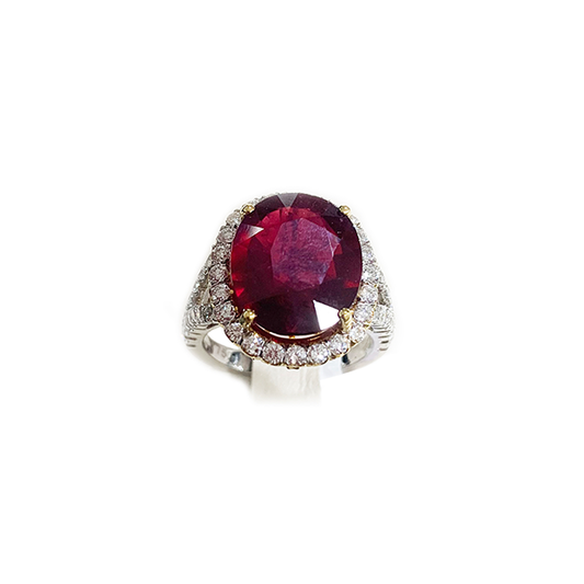 18k Two Tone Ruby Ring