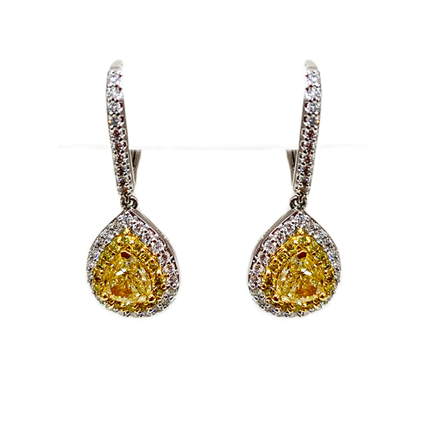 18k White Gold Yellow Diamond Earring
