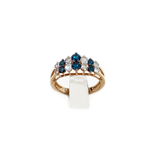 14k Rose Gold Blue Diamond Ring