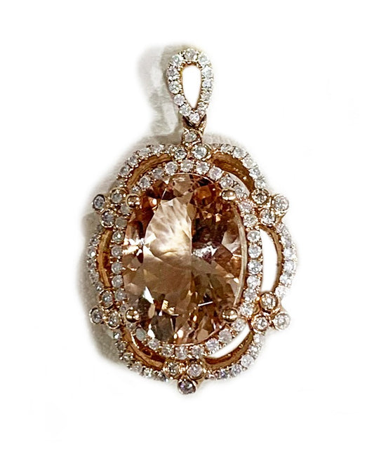 14k Rose Gold Morganite Pendant