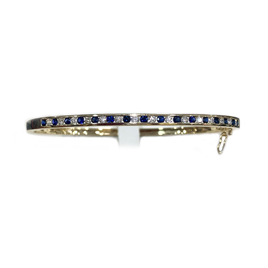 14k Yellow Gold Sapphire Bangle