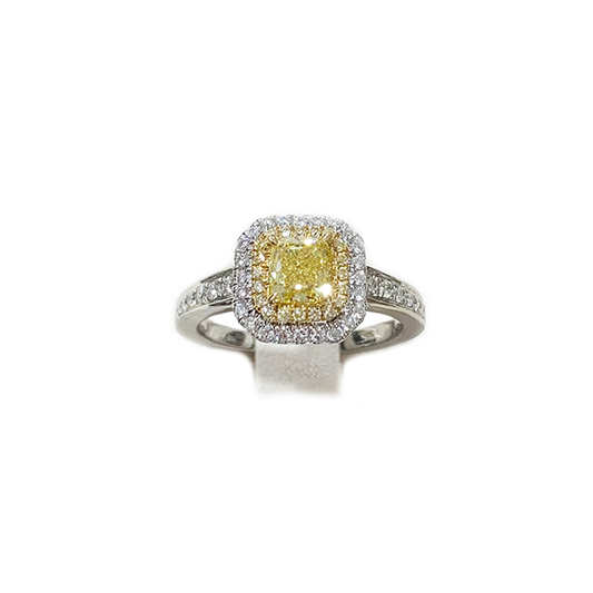 18k Two Tone Yellow Diamond Ring